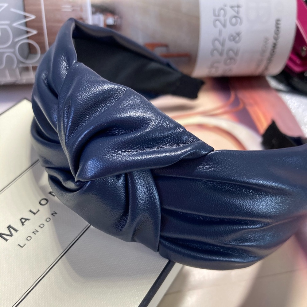 Faux Leather Navy Headband - Picture 3 of 3